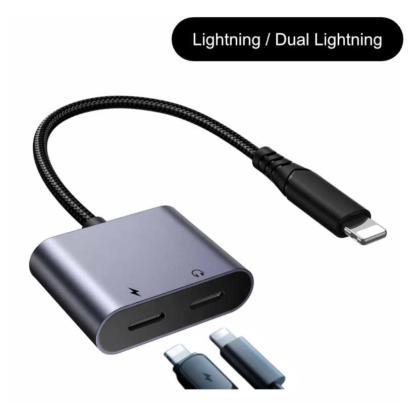 2-in-1 Audio-Adapter mit Ladefunktion – USB-C / Lightning / Klinke
