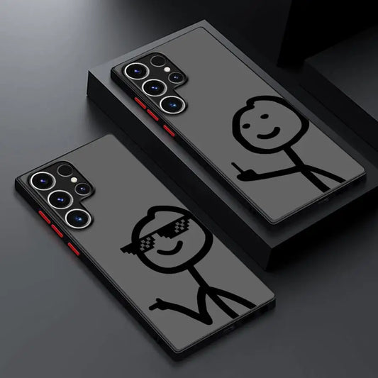 Lustige Strichmännchen Handyhülle für Samsung Galaxy S9–S25 Ultra