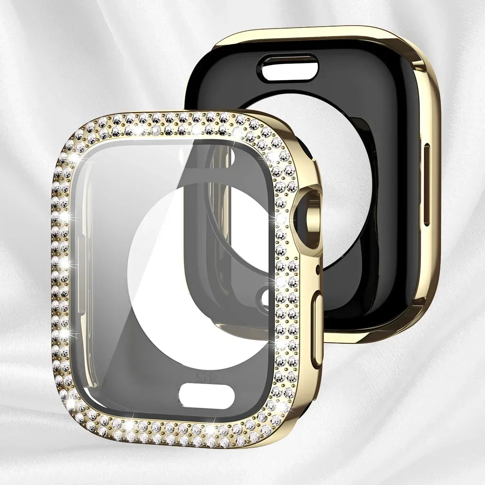 Bling Schutzhülle mit Glas für Apple Watch 41-49mm Diamant Glitzer Strass