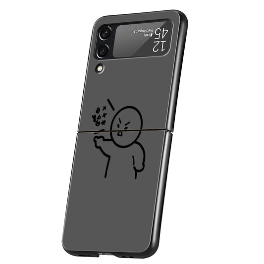 Hülle „Stickman“ für Samsung Galaxy Z Flip – Hard PC, schwarz, stoßfest