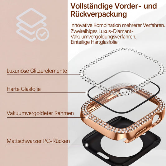Bling Schutzhülle mit Glas für Apple Watch 41-49mm Diamant Glitzer Strass