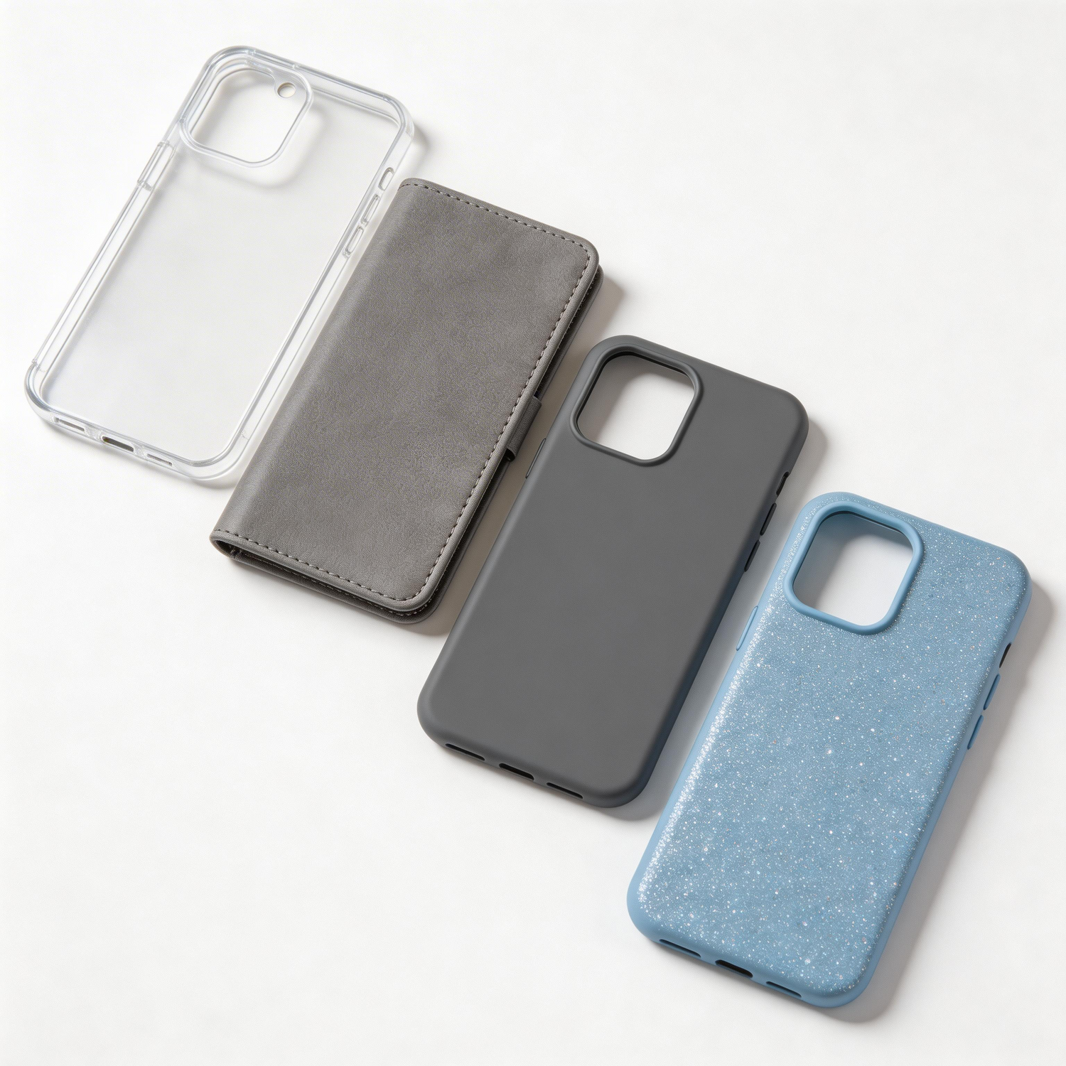 Schutzhüllen für Smartphones in verschiedenen Styles – transparent, matt und Glitzer