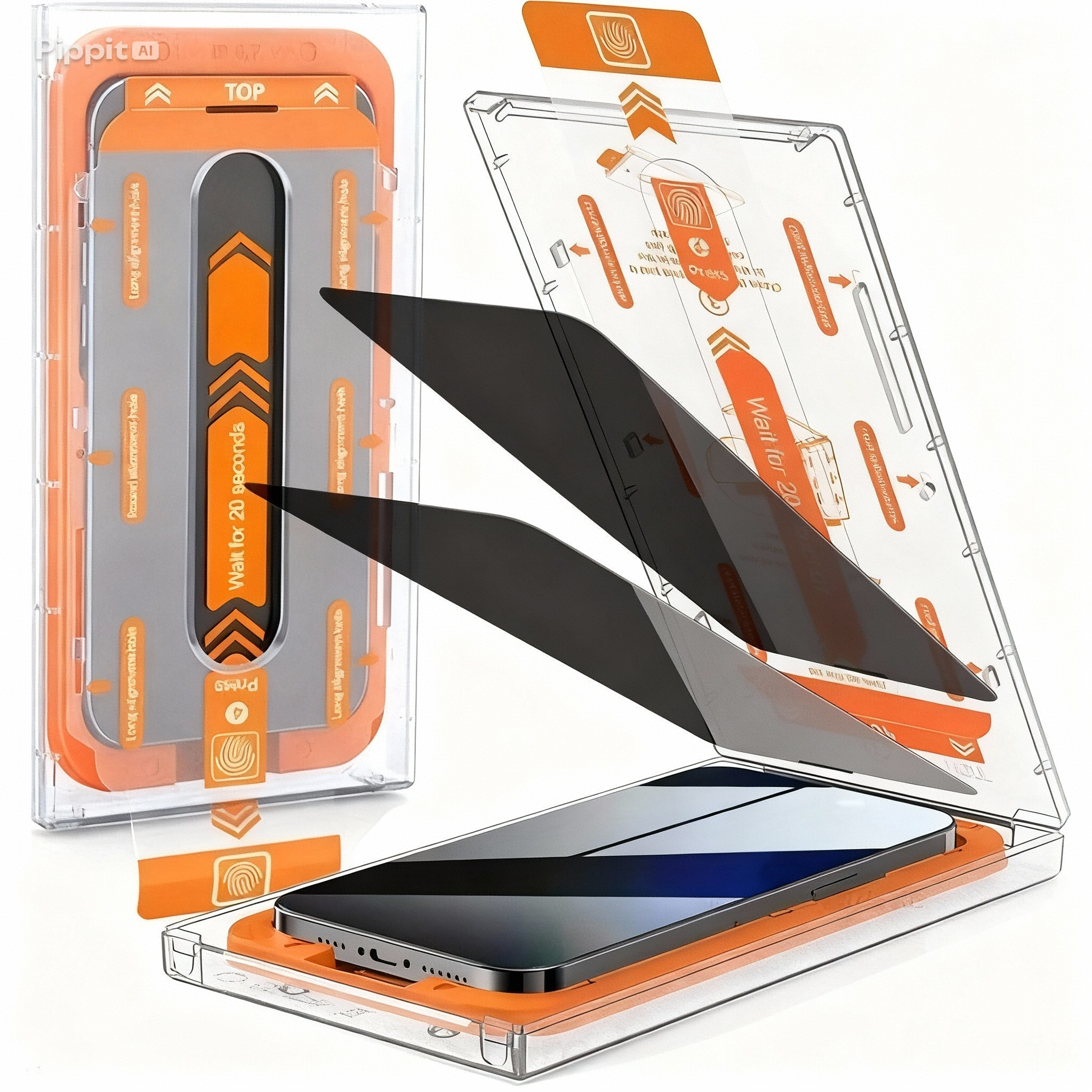 2er Anti-Spy Sichtschutzglas + One-Click Rahmen für Samsung Galaxy