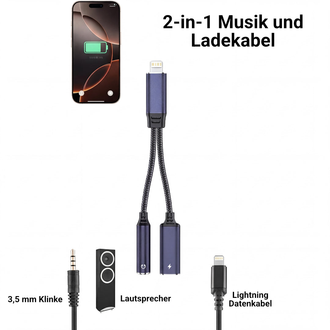 Lightning auf 3,5mm Klinke Adapter mit Ladefunktion iPhone 14 13 12 11
