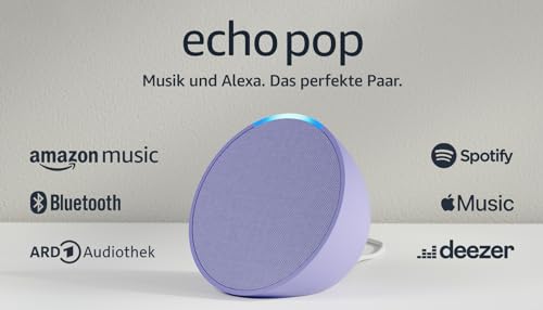 Amazon Echo Pop (neueste Gen) – Kompakter Alexa-Lautsprecher Lavender Bloom