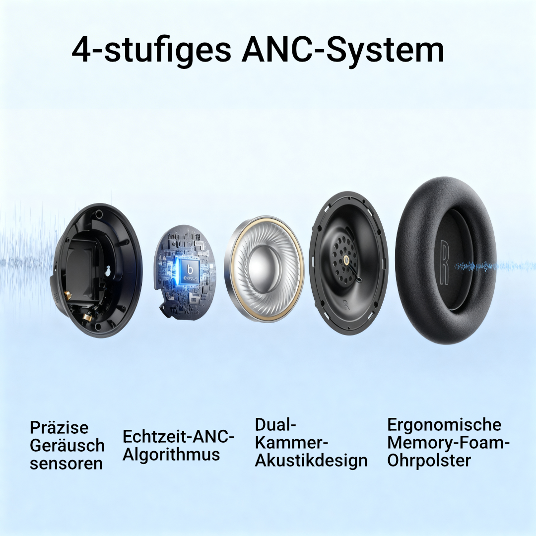 ANC Kopfhörer Bluetooth 6.0 Hi-Res LDAC 45dB Noise Cancelling 80h Akku