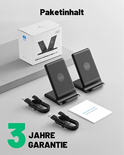 INIU 15W Qi Wireless Charger – Induktive Ladestation & Handy-Stand (USB-C, Schwarz)