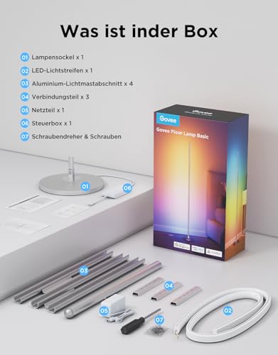 Govee RGBIC LED Stehlampe, WLAN, dimmbar, Alexa, Gaming Zimmer