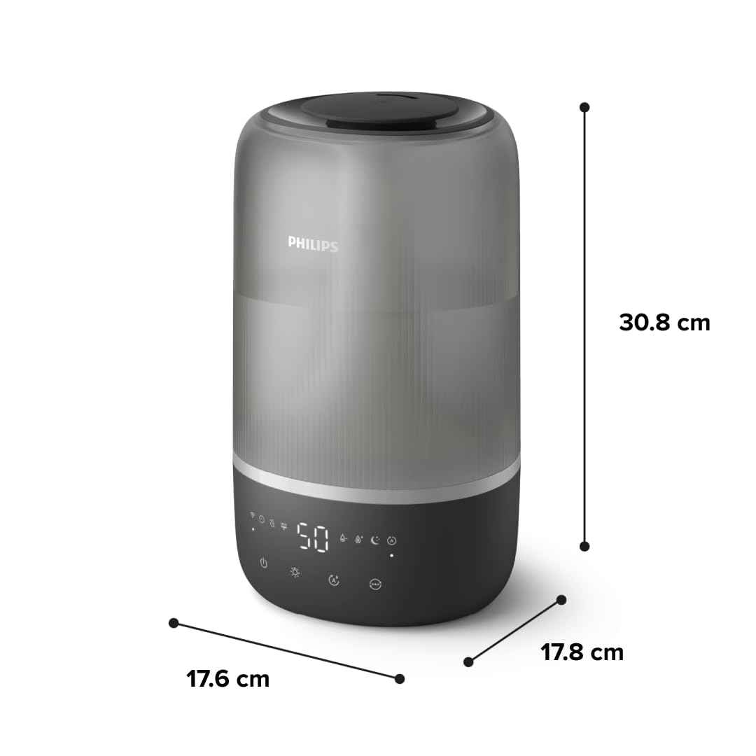 Philips Smart Humidifier - Compact yet Powerful with Sky-High Mist, Aromatherapy, Quiet with Sleep Function and Night Light, for (Sleep) Rooms up to 41 m² (HU1510/03)