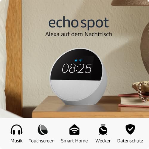 Amazon Echo Spot (2024) – Smarter Wecker mit Alexa & kräftigem Klang, Schwarz