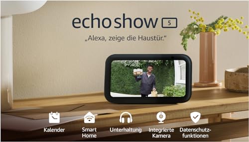 Echo Show 5 (neueste Gen) – Kompakter Smart-Touchscreen mit Alexa, Anthrazit