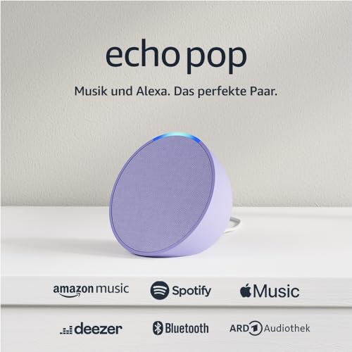 Amazon Echo Pop (neueste Gen) – Kompakter Alexa-Lautsprecher Lavender Bloom