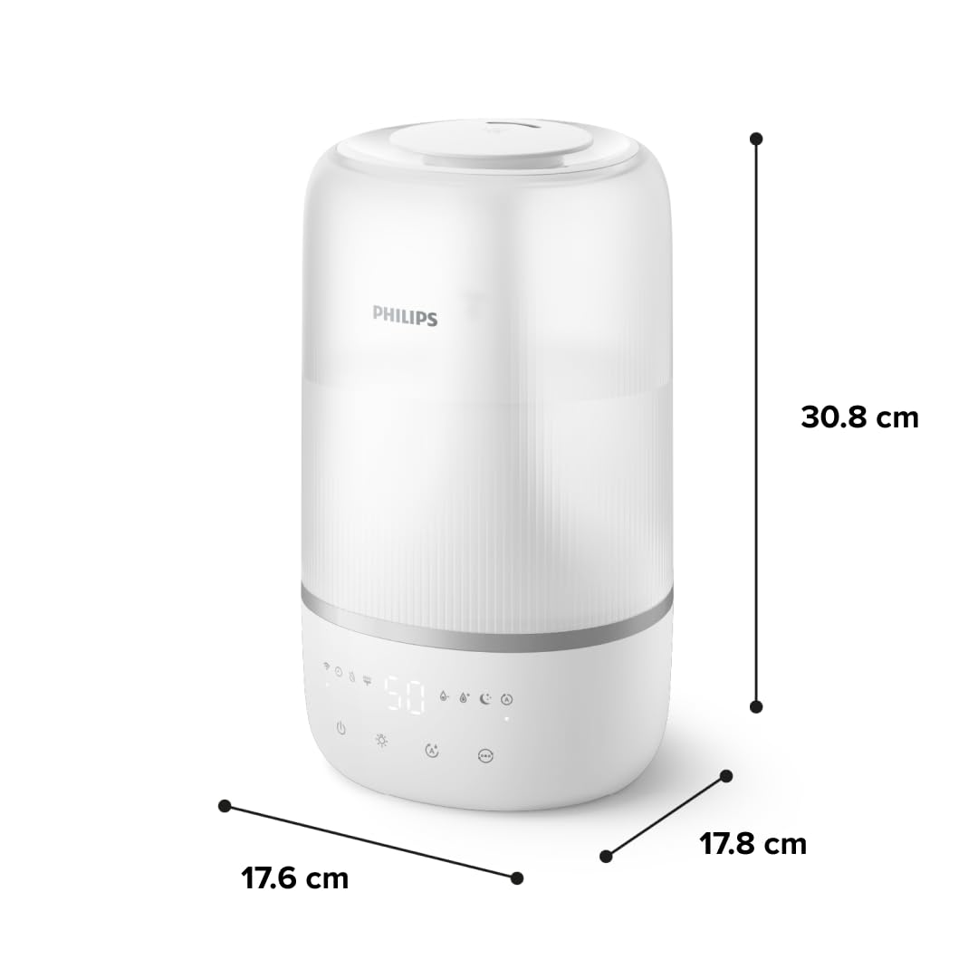Philips Smart Humidifier - Compact yet Powerful with Sky-High Mist, Aromatherapy, Quiet with Sleep Function and Night Light, for (Sleep) Rooms up to 41 m² (HU1510/03)