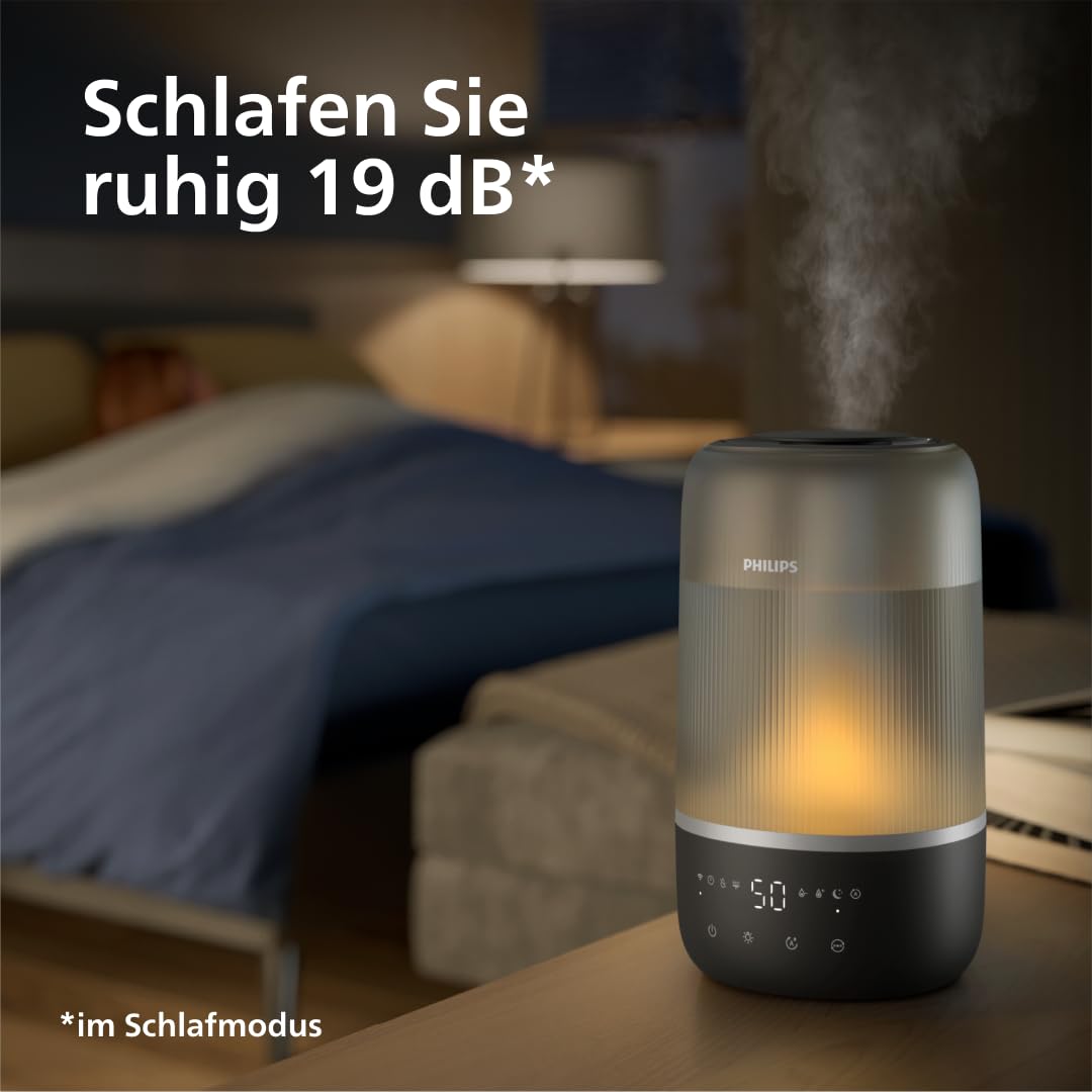 Philips Smart Humidifier - Compact yet Powerful with Sky-High Mist, Aromatherapy, Quiet with Sleep Function and Night Light, for (Sleep) Rooms up to 41 m² (HU1510/03)