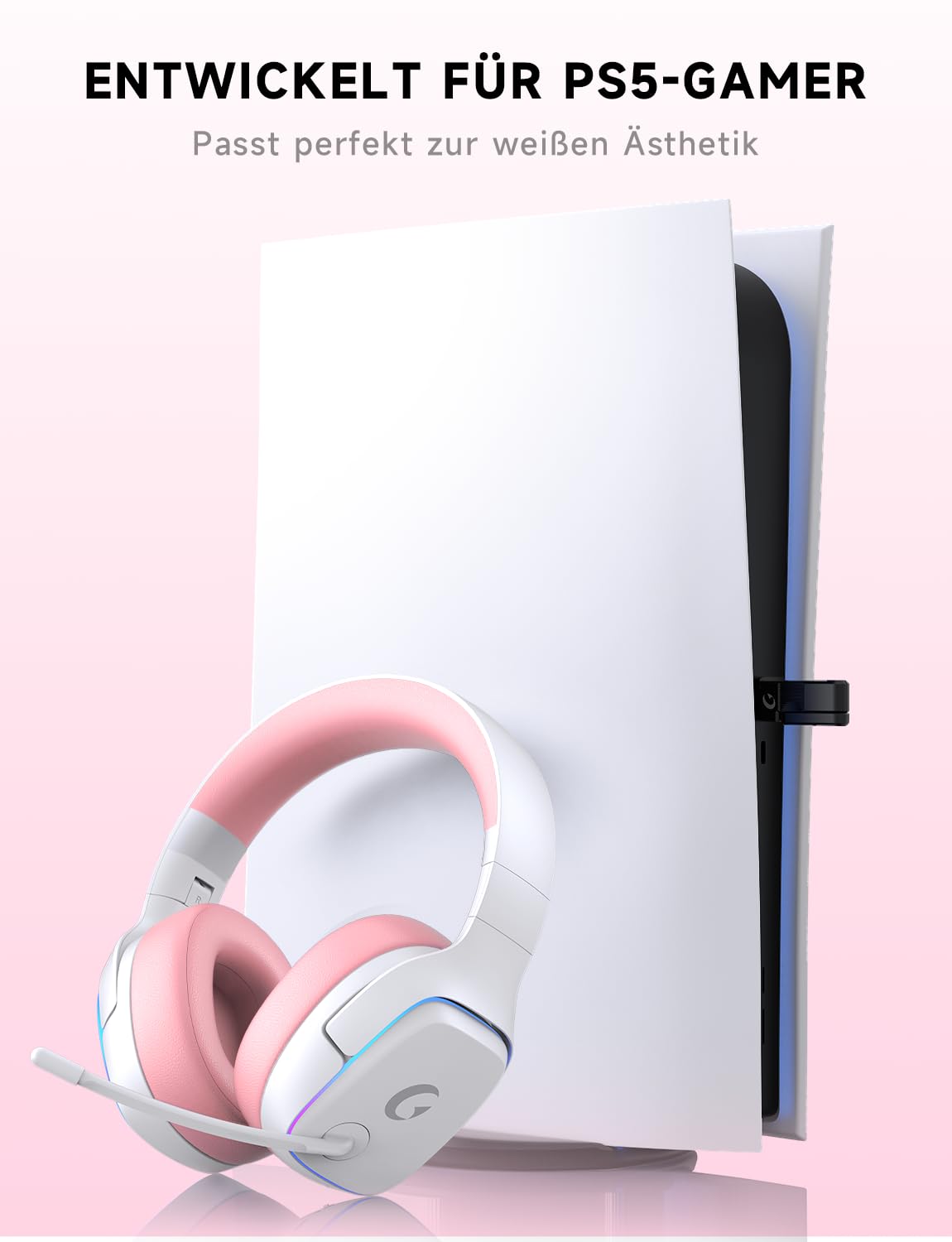 PS5 Gaming Headset kabellos 7.1, BT 5.3, 2.4GHz, 70h, RGB