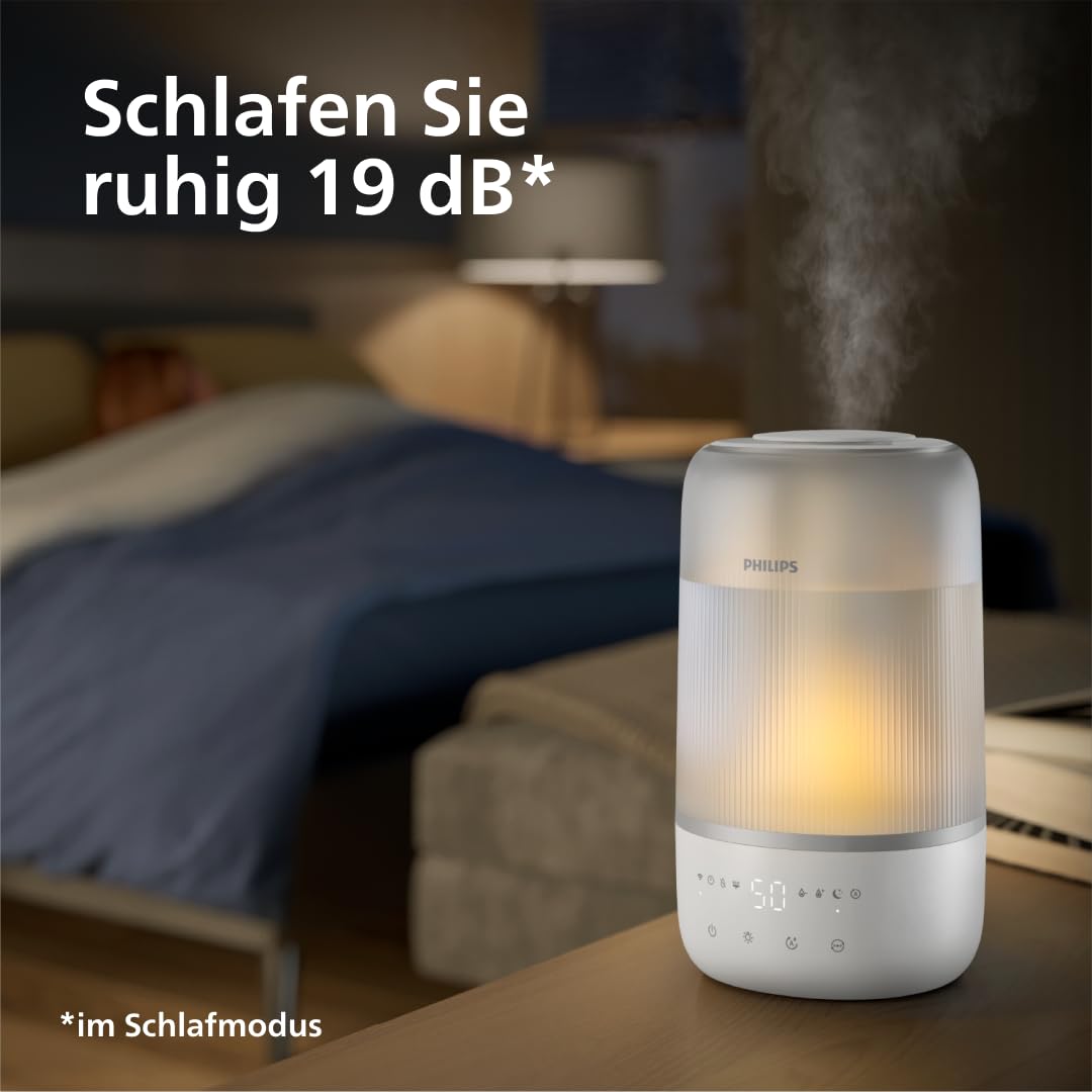 Philips Smart Humidifier - Compact yet Powerful with Sky-High Mist, Aromatherapy, Quiet with Sleep Function and Night Light, for (Sleep) Rooms up to 41 m² (HU1510/03)