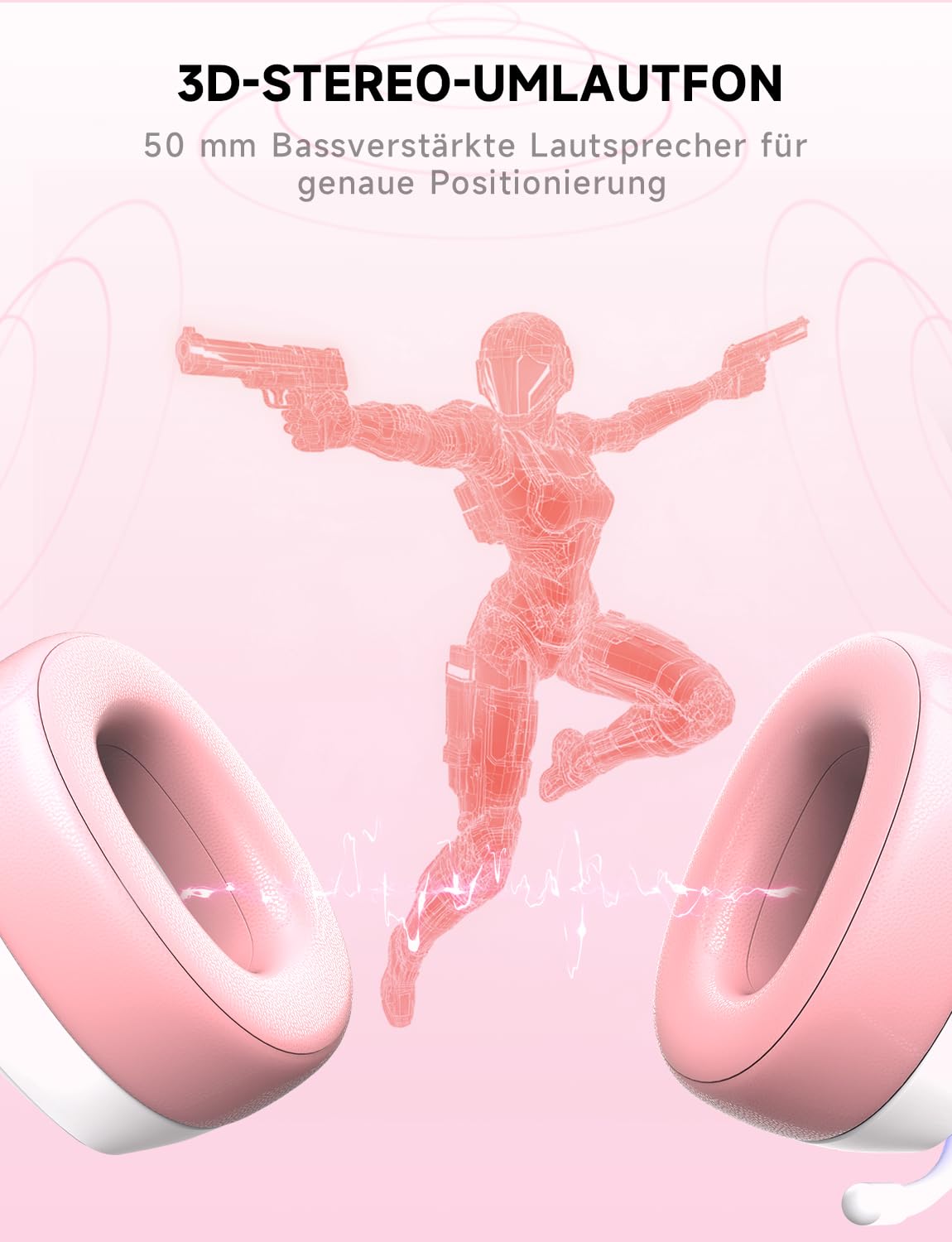 PS5 Gaming Headset kabellos 7.1, BT 5.3, 2.4GHz, 70h, RGB