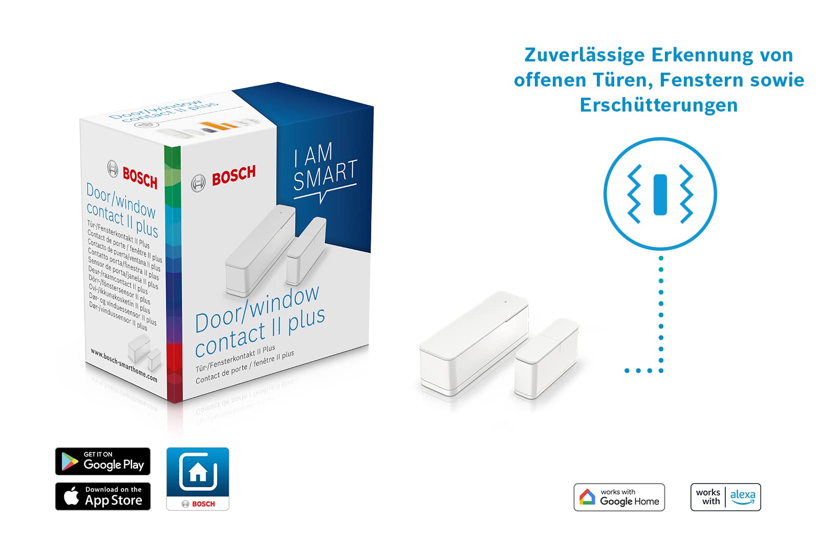 Bosch Smart Home Tür-/Fensterkontakt II 3er-Set – Smarter Tür- & Fenster­sensor