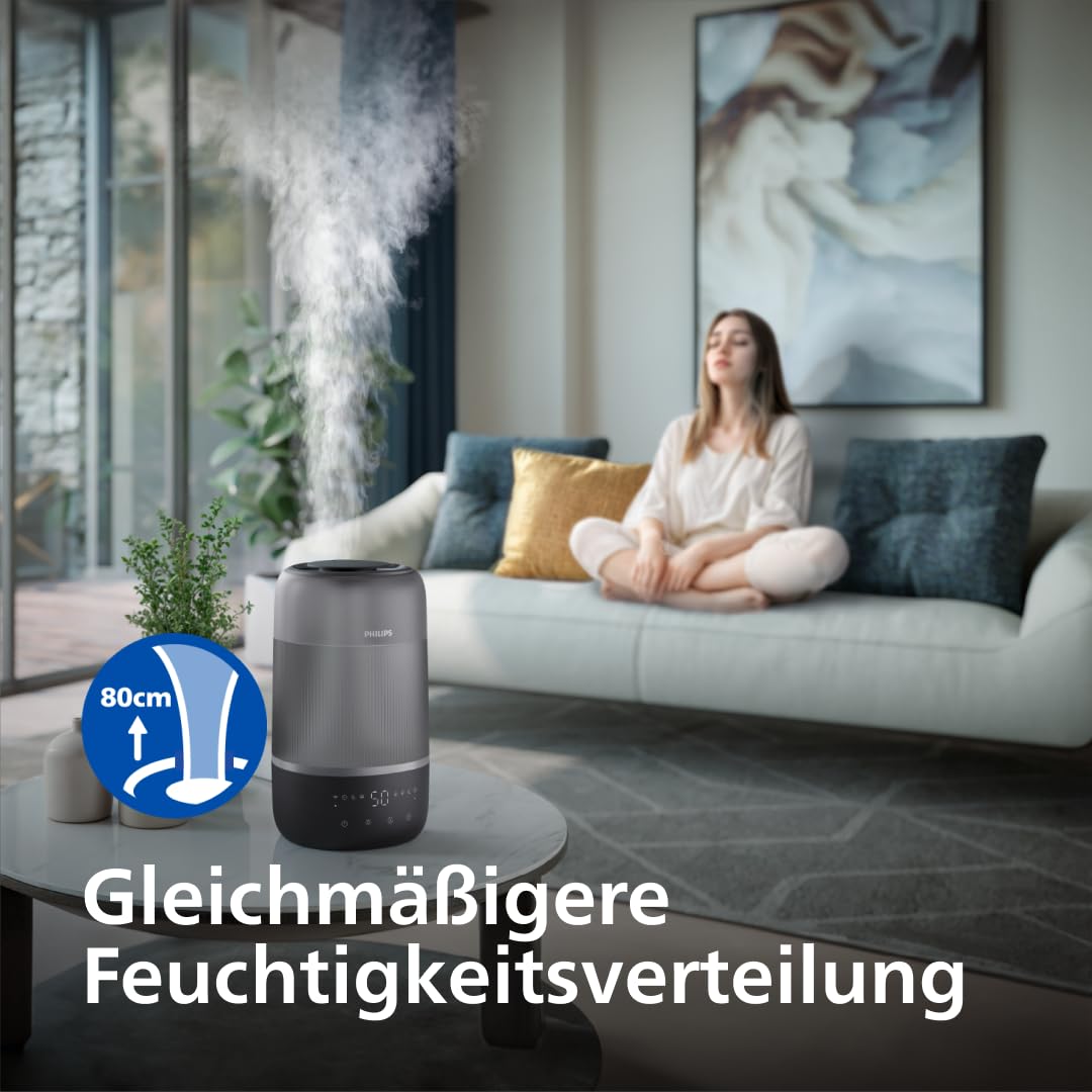 Philips Smart Humidifier - Compact yet Powerful with Sky-High Mist, Aromatherapy, Quiet with Sleep Function and Night Light, for (Sleep) Rooms up to 41 m² (HU1510/03)