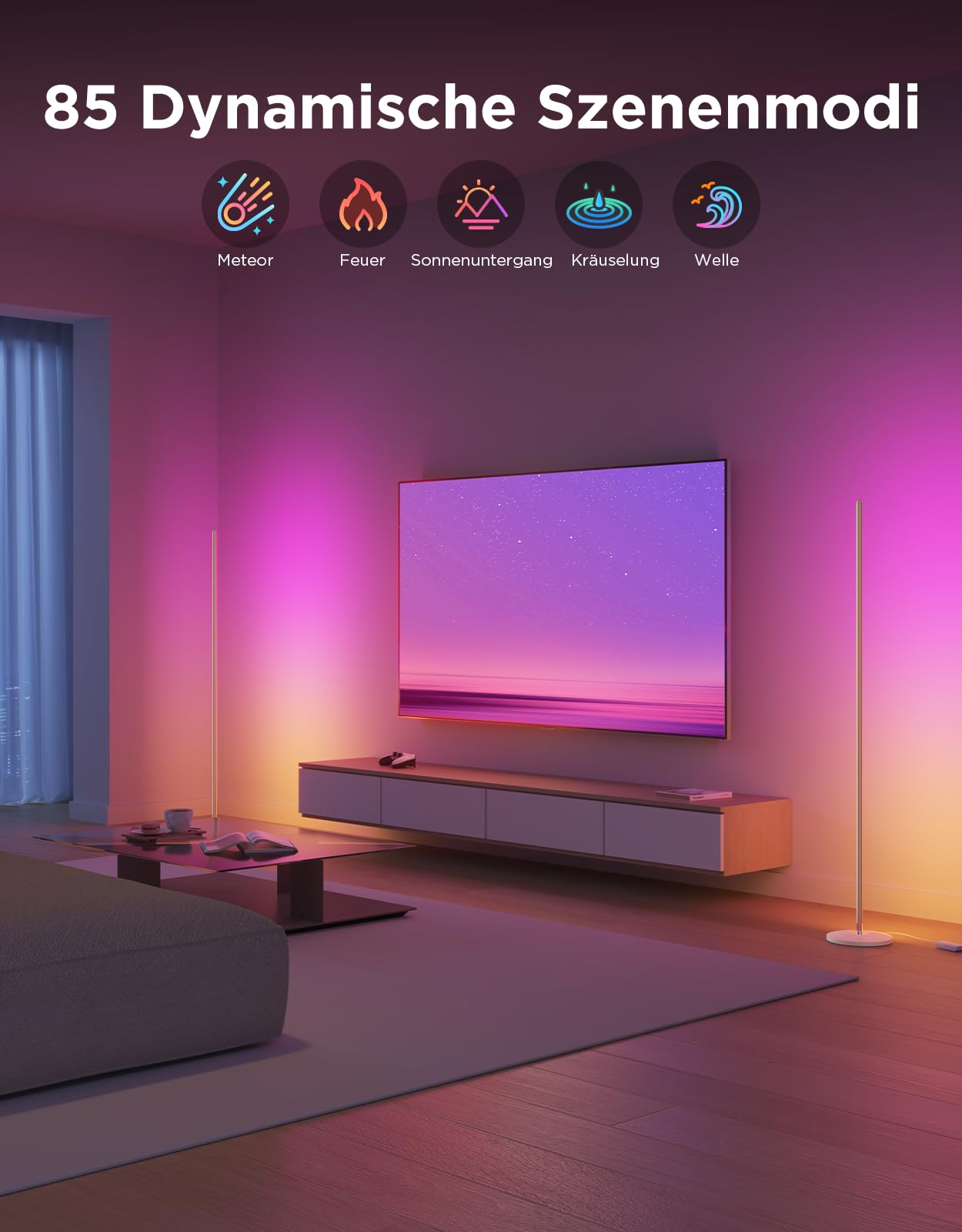 Govee RGBIC LED Stehlampe, WLAN, dimmbar, Alexa, Gaming Zimmer