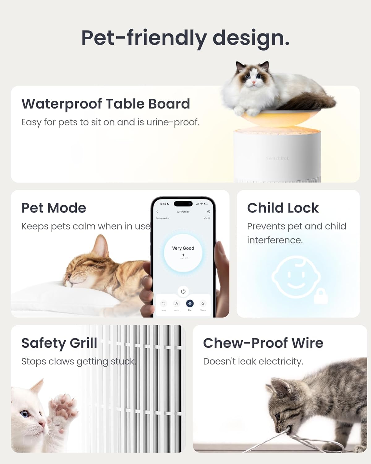 SwitchBot Luftreiniger 400 m³/h mit HEPA, App & Nachtlicht