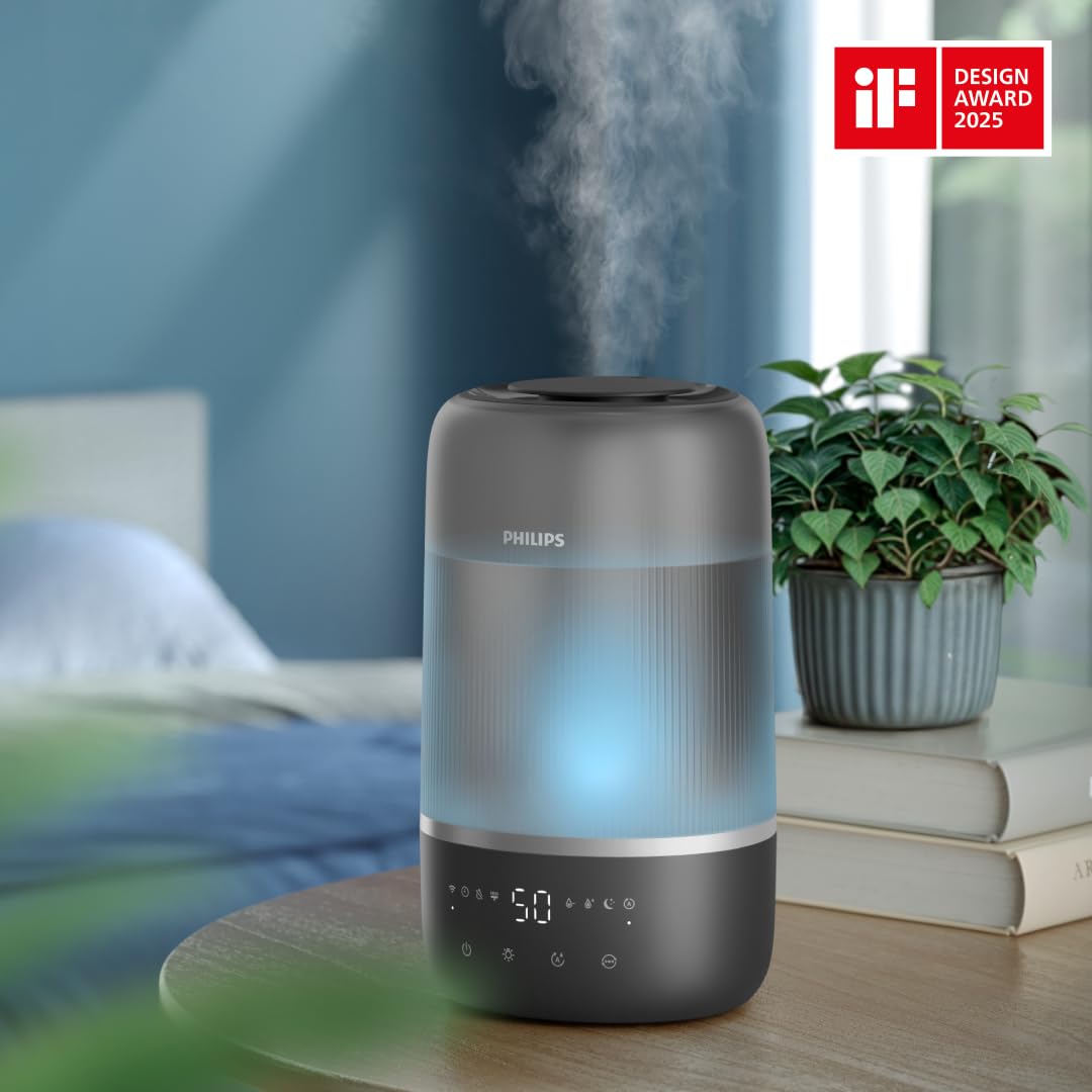 Philips Smart Humidifier - Compact yet Powerful with Sky-High Mist, Aromatherapy, Quiet with Sleep Function and Night Light, for (Sleep) Rooms up to 41 m² (HU1510/03)