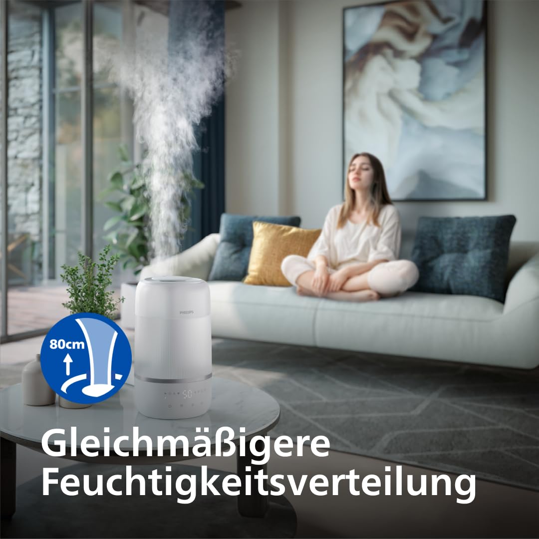 Philips Smart Humidifier - Compact yet Powerful with Sky-High Mist, Aromatherapy, Quiet with Sleep Function and Night Light, for (Sleep) Rooms up to 41 m² (HU1510/03)