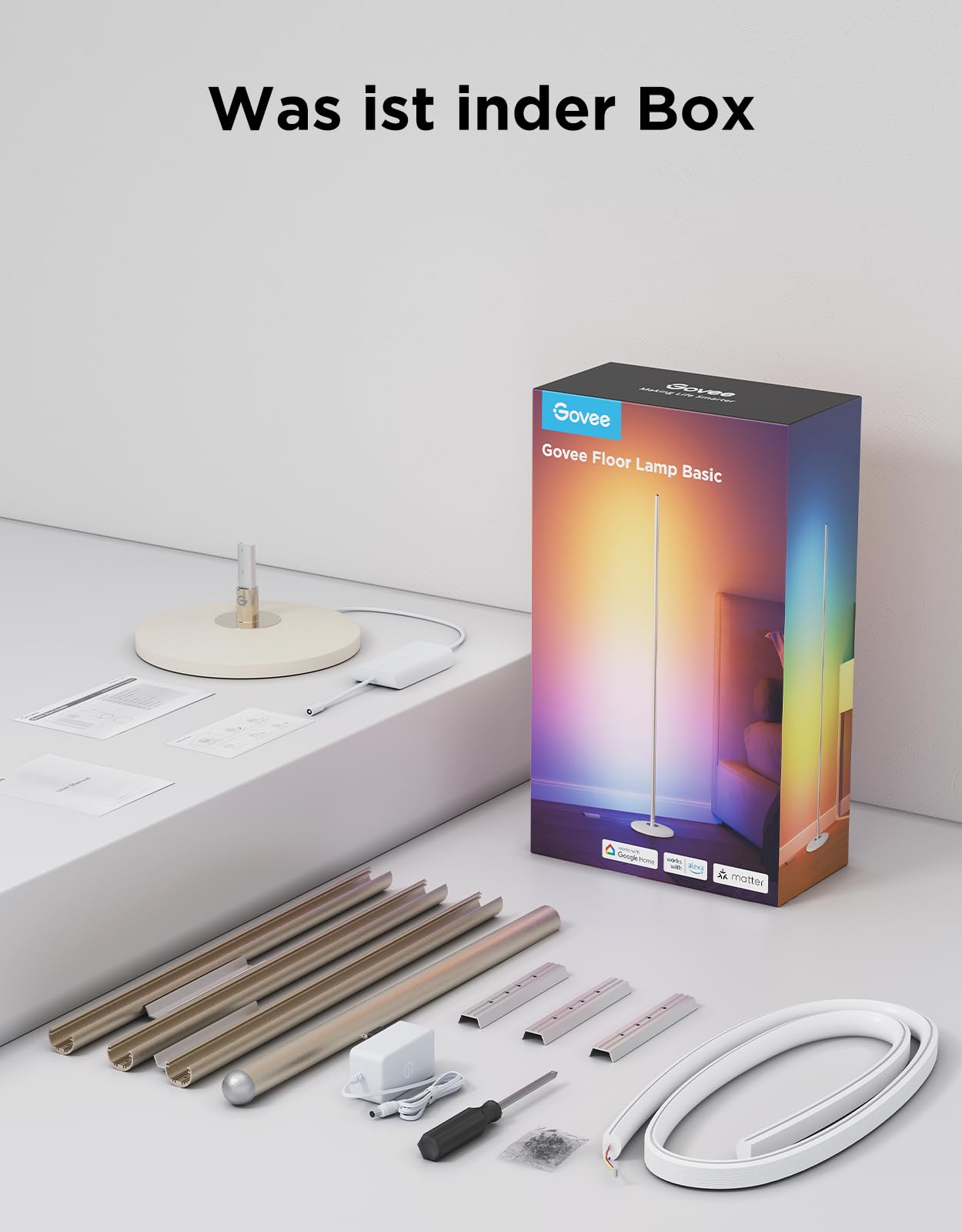 Govee RGBIC LED Stehlampe, WLAN, dimmbar, Alexa, Gaming Zimmer