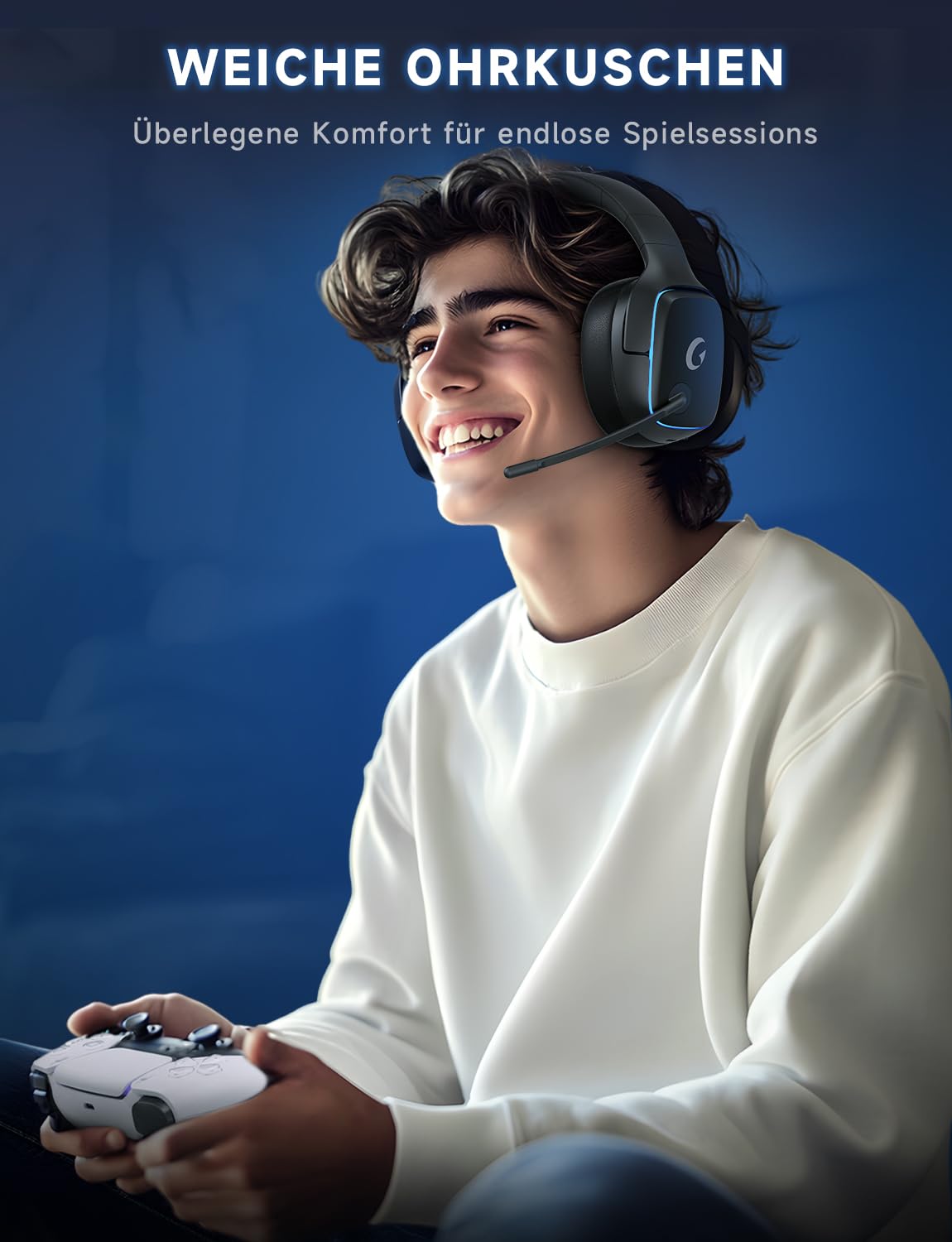 PS5 Gaming Headset kabellos 7.1, BT 5.3, 2.4GHz, 70h, RGB