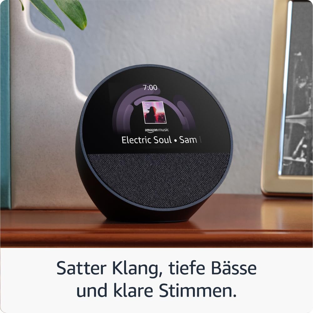 Amazon Echo Spot (2024) – Smarter Wecker mit Alexa & kräftigem Klang, Schwarz
