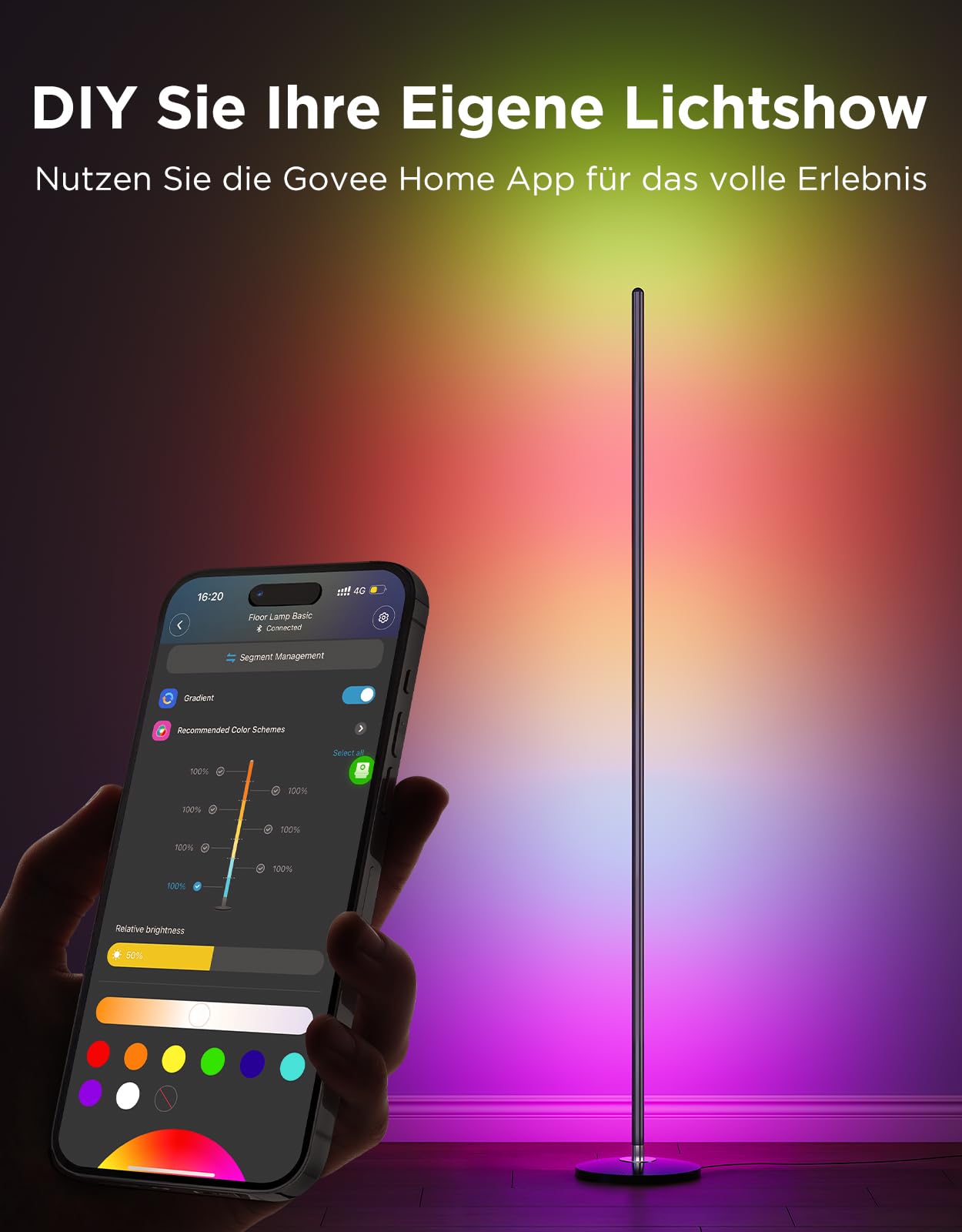 Govee RGBIC LED Stehlampe, WLAN, dimmbar, Alexa, Gaming Zimmer