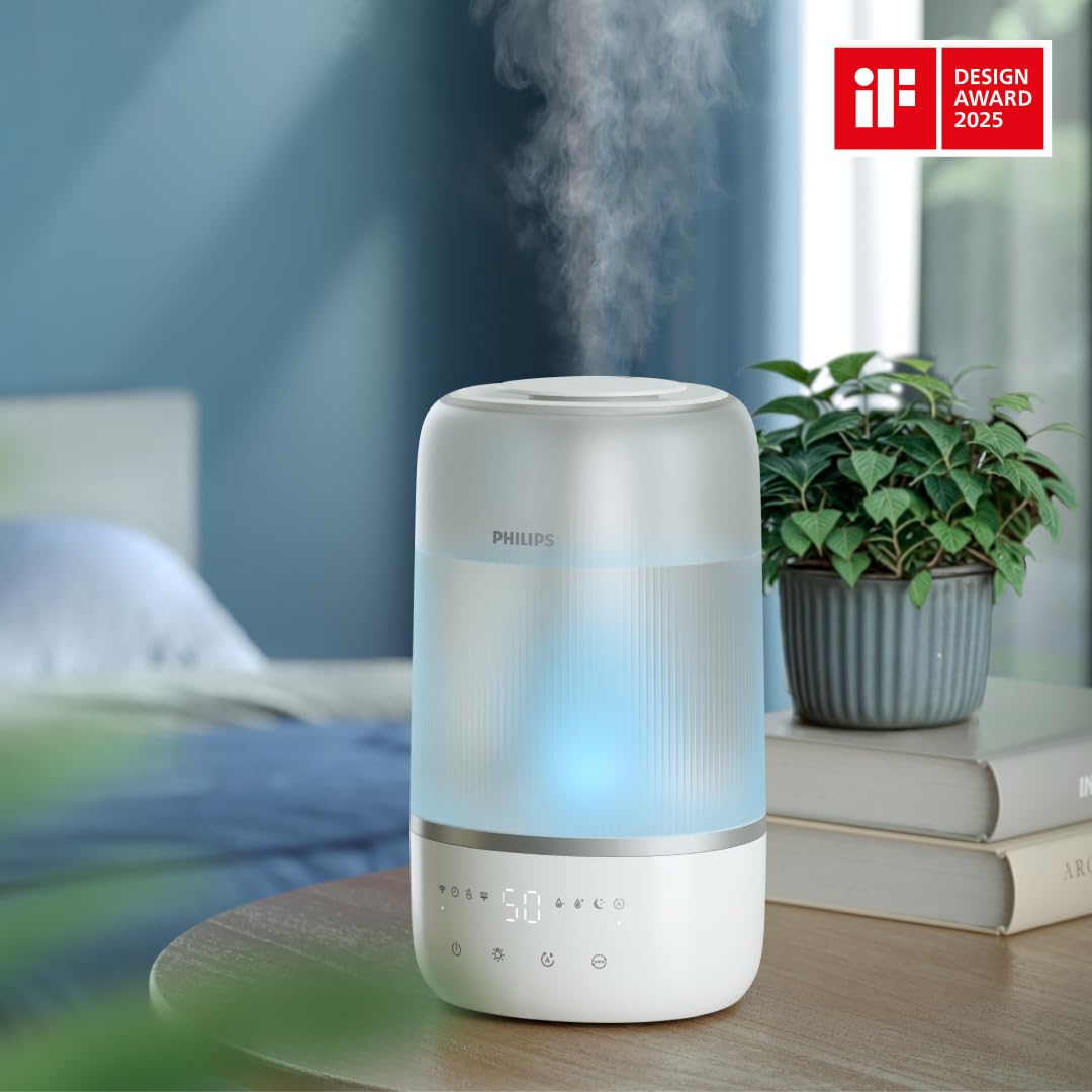 Philips Smart Humidifier - Compact yet Powerful with Sky-High Mist, Aromatherapy, Quiet with Sleep Function and Night Light, for (Sleep) Rooms up to 41 m² (HU1510/03)
