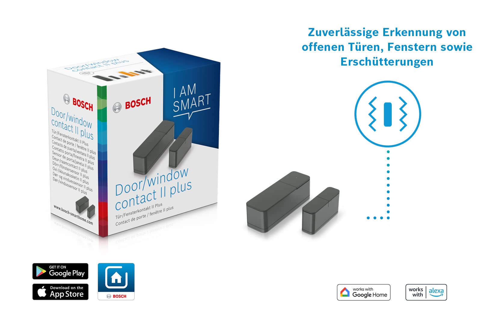 Bosch Smart Home Tür-/Fensterkontakt II 3er-Set – Smarter Tür- & Fenster­sensor