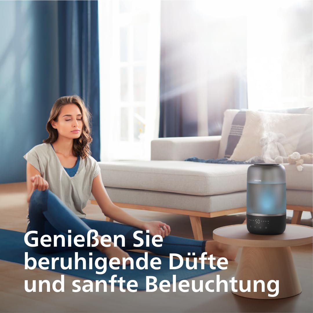 Philips Smart Humidifier - Compact yet Powerful with Sky-High Mist, Aromatherapy, Quiet with Sleep Function and Night Light, for (Sleep) Rooms up to 41 m² (HU1510/03)