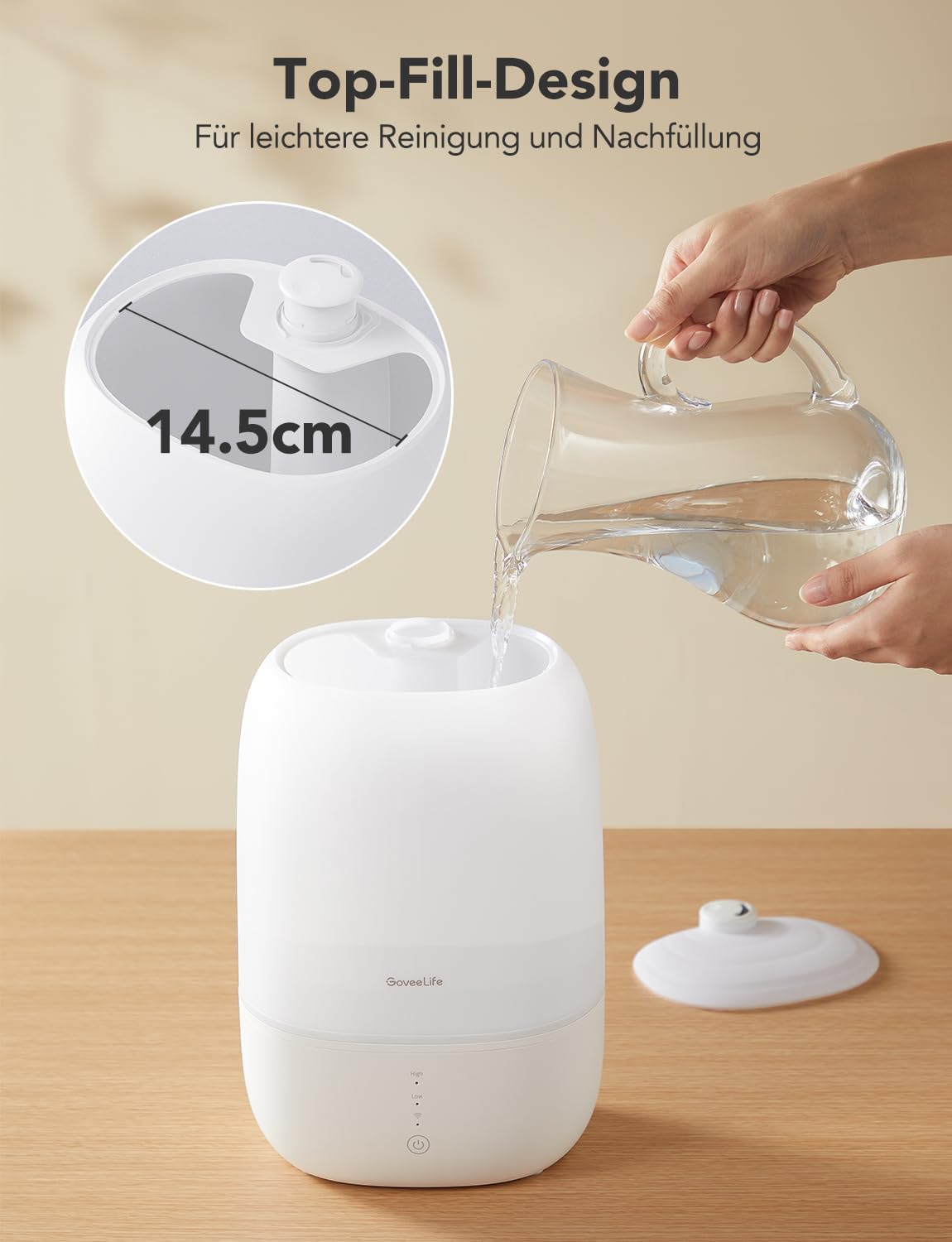 GoveeLife Smart Luftbefeuchter 3L, leise, Nachtlicht, Schlafzimmer