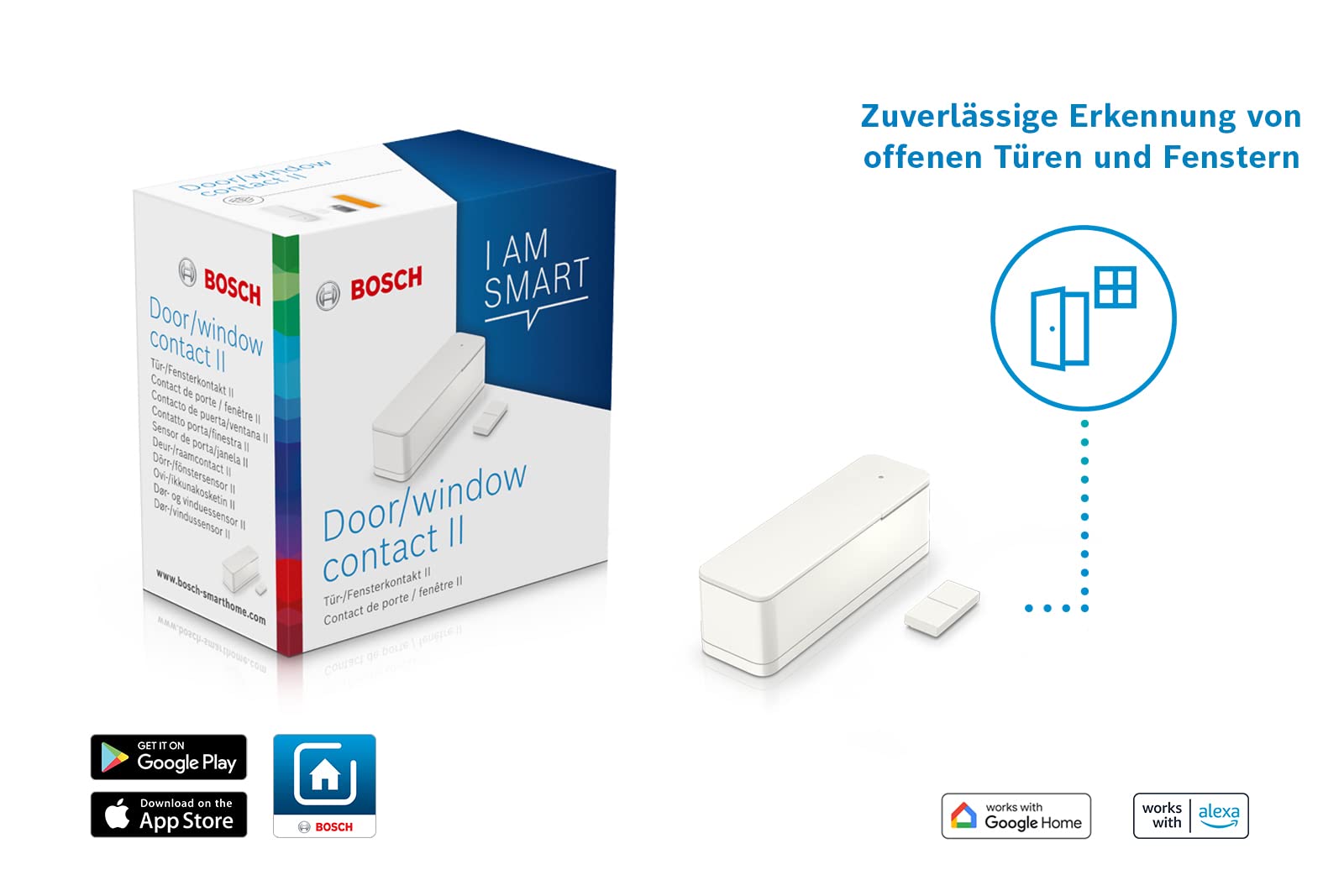 Bosch Smart Home Tür-/Fensterkontakt II 3er-Set – Smarter Tür- & Fenster­sensor