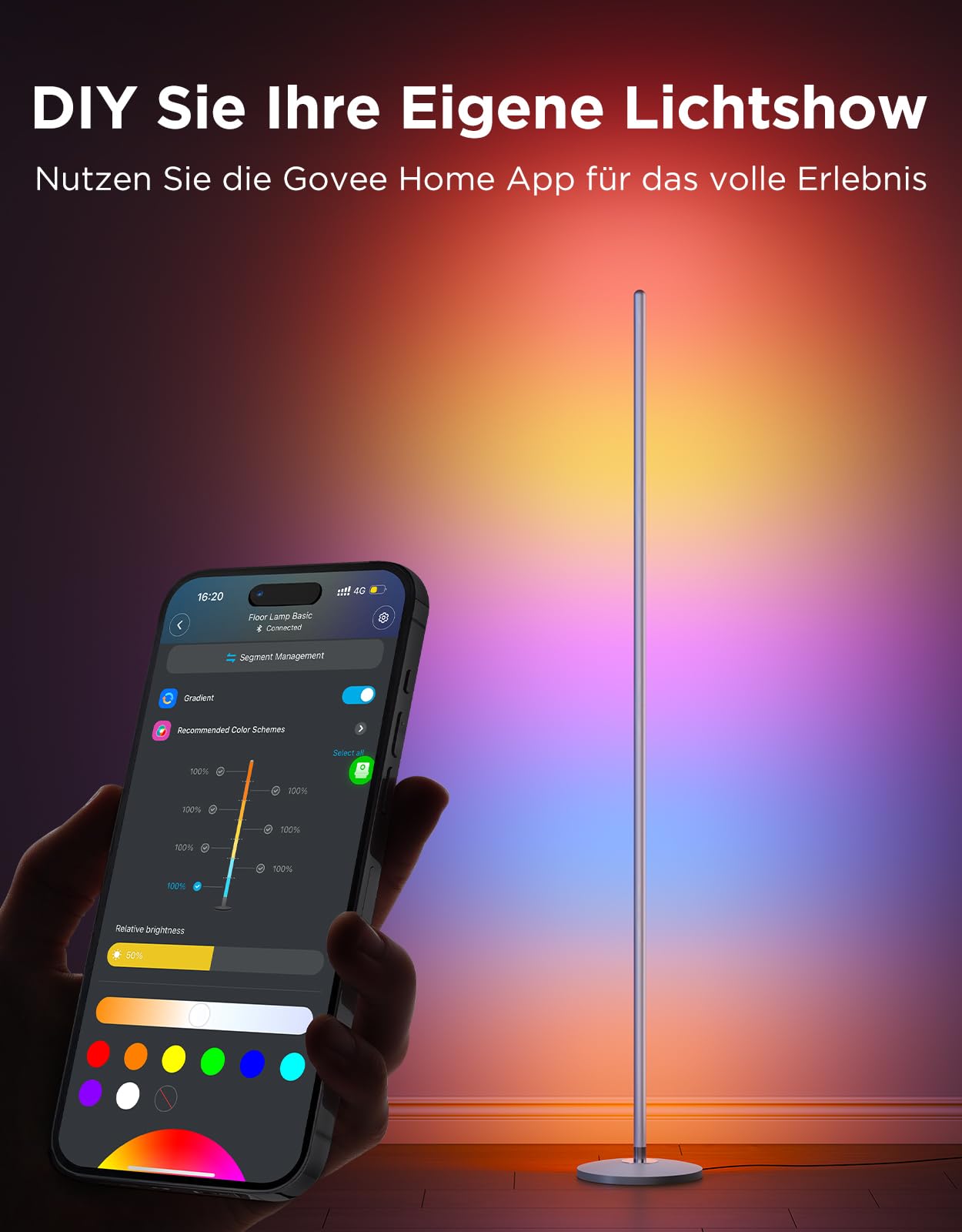 Govee RGBIC LED Stehlampe, WLAN, dimmbar, Alexa, Gaming Zimmer