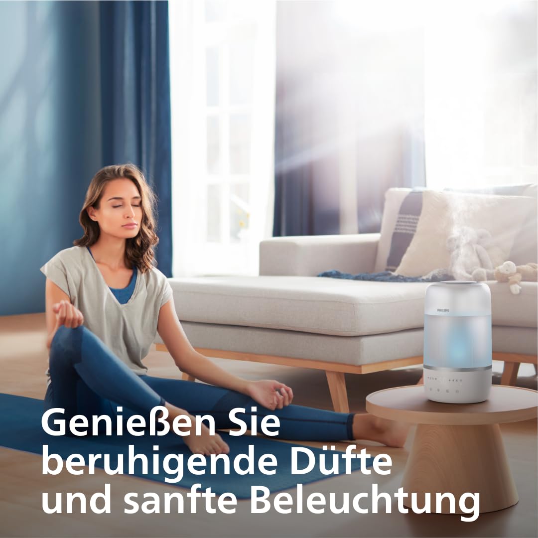 Philips Smart Humidifier - Compact yet Powerful with Sky-High Mist, Aromatherapy, Quiet with Sleep Function and Night Light, for (Sleep) Rooms up to 41 m² (HU1510/03)