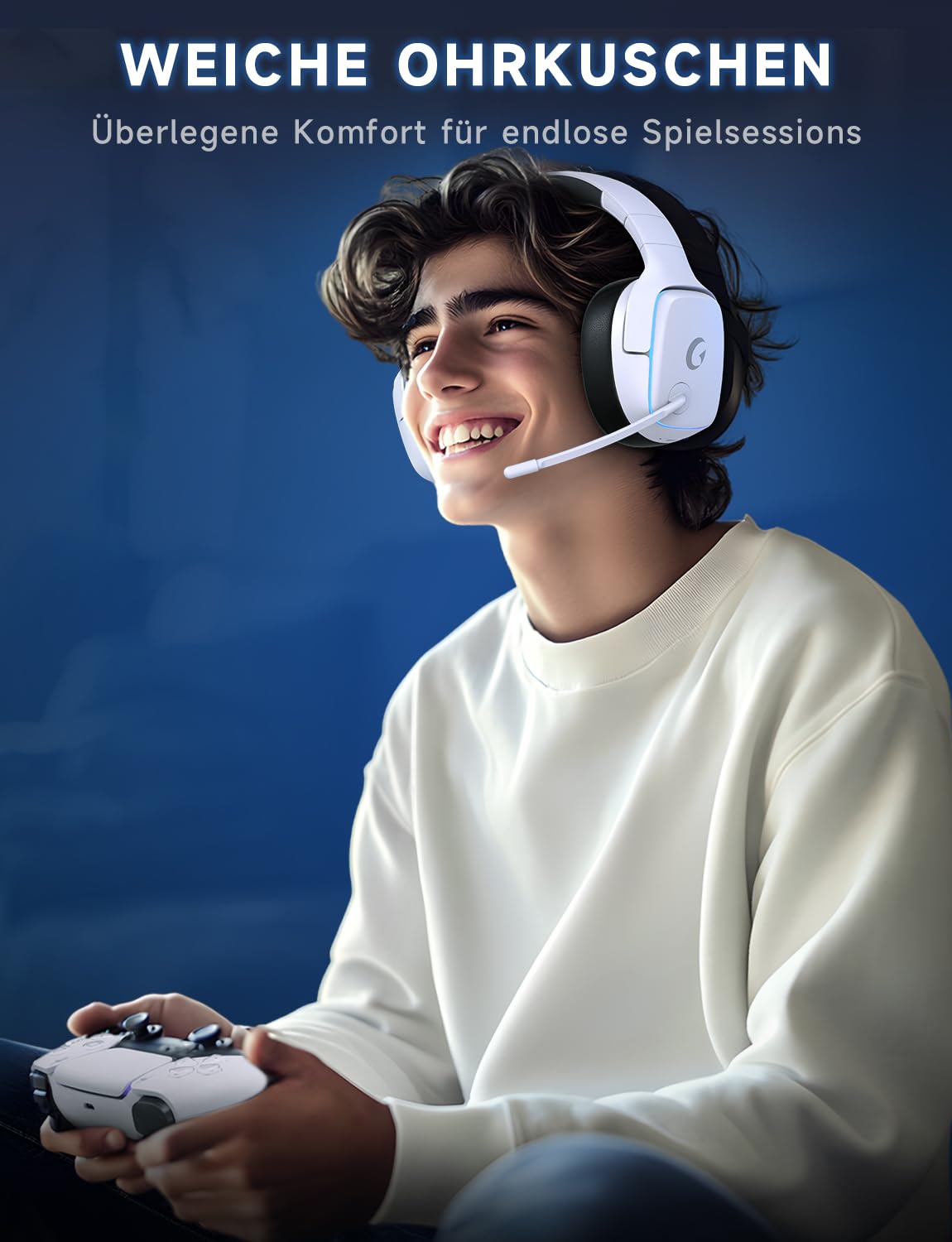 PS5 Gaming Headset kabellos 7.1, BT 5.3, 2.4GHz, 70h, RGB