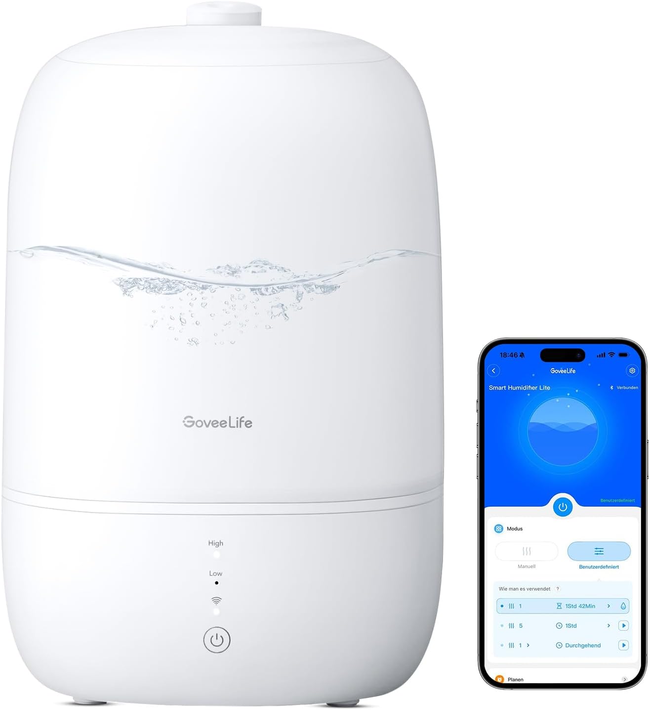 GoveeLife Smart Luftbefeuchter 3L, leise, Nachtlicht, Schlafzimmer