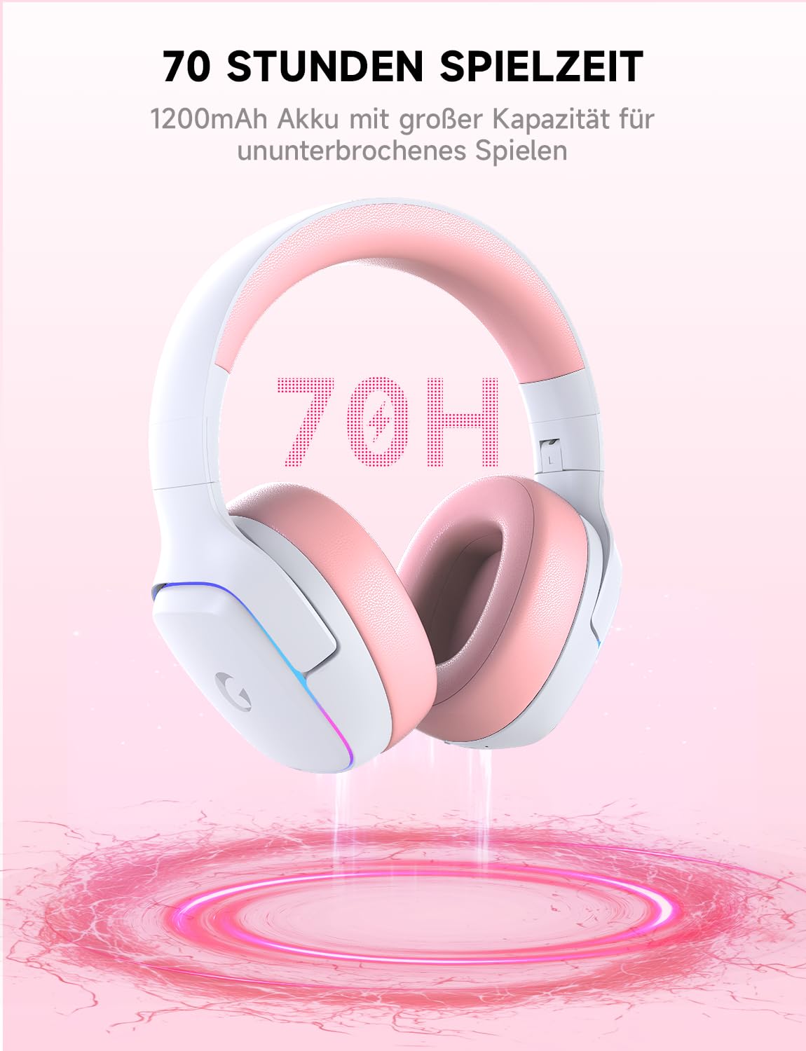 PS5 Gaming Headset kabellos 7.1, BT 5.3, 2.4GHz, 70h, RGB