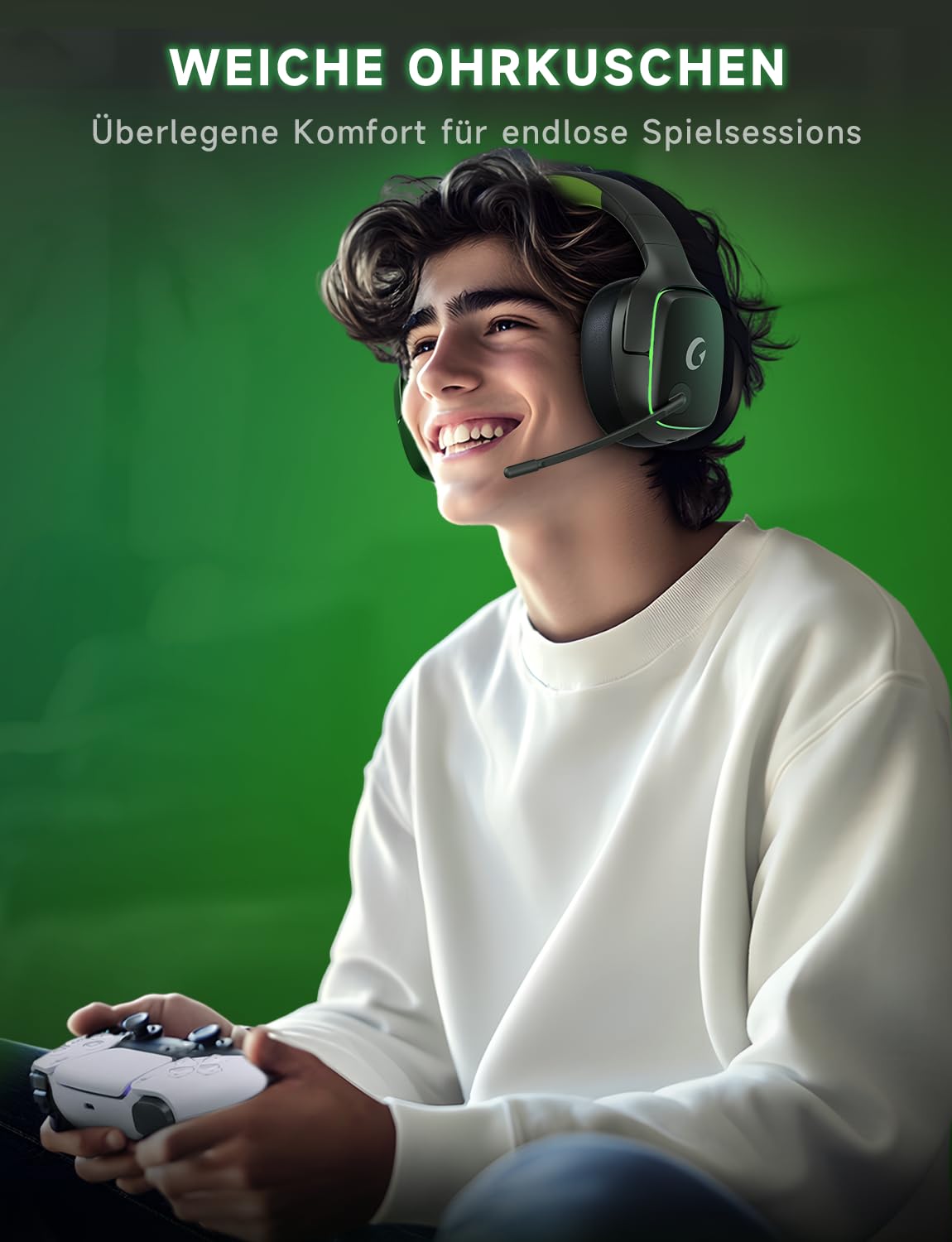 PS5 Gaming Headset kabellos 7.1, BT 5.3, 2.4GHz, 70h, RGB