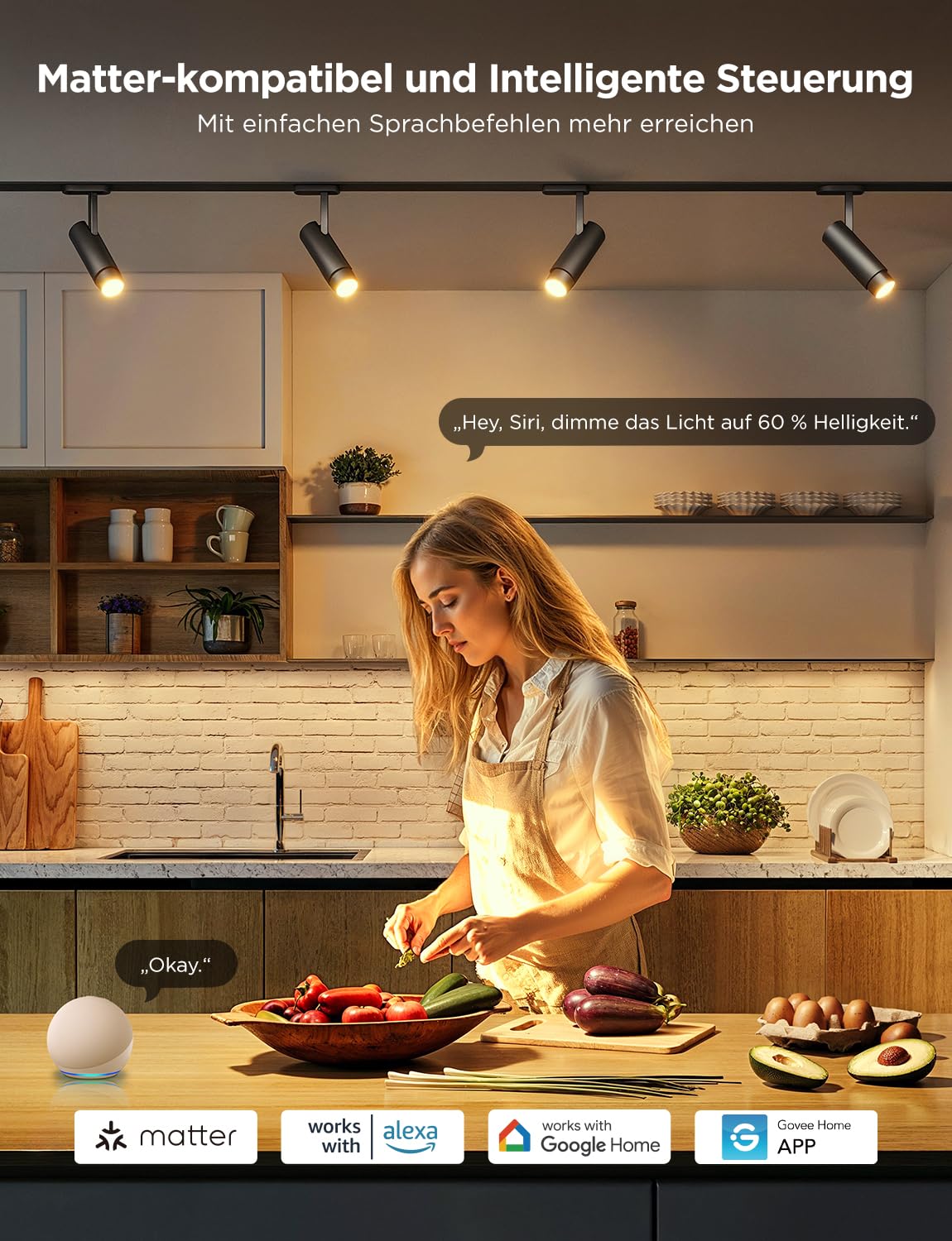 Govee GU10 RGBWW Smart LED Lampe 4er Pack, Alexa, Google, Musik Sync