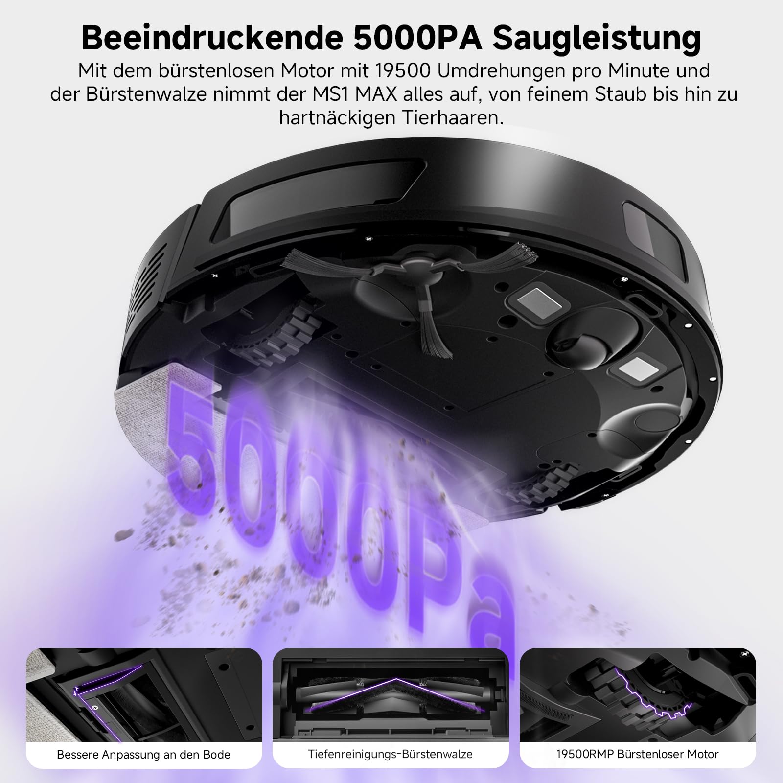 MONSGA MS1 MAX Saug-/Wischroboter mit Absaugstation 5000Pa LiDAR