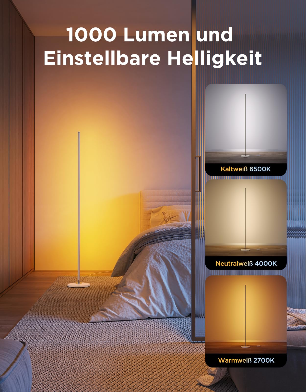 Govee RGBIC LED Stehlampe, WLAN, dimmbar, Alexa, Gaming Zimmer
