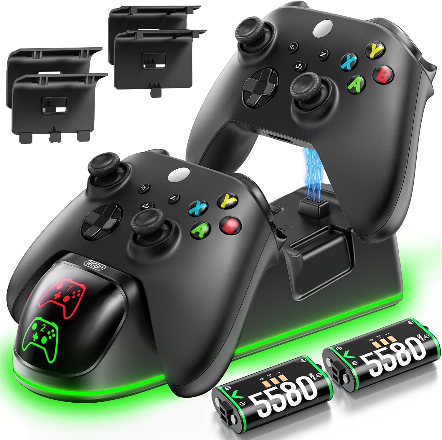 OIVO Xbox Controller Ladestation mit 2× 5580mWh Akkus One/Series X|S