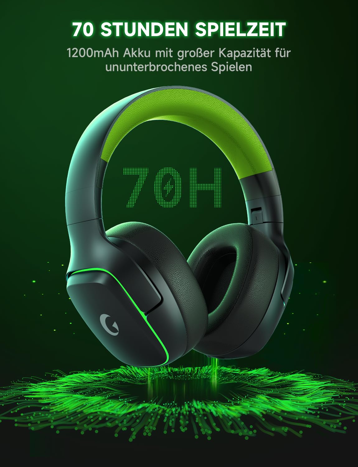 PS5 Gaming Headset kabellos 7.1, BT 5.3, 2.4GHz, 70h, RGB