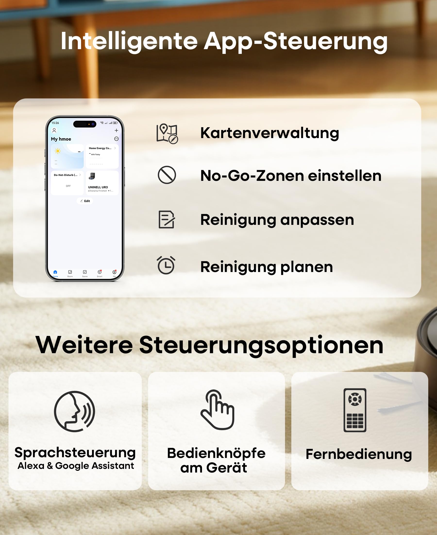 Uninell UR3 Saug-/Wischroboter mit Absaugstation 3,5L 5000Pa LiDAR