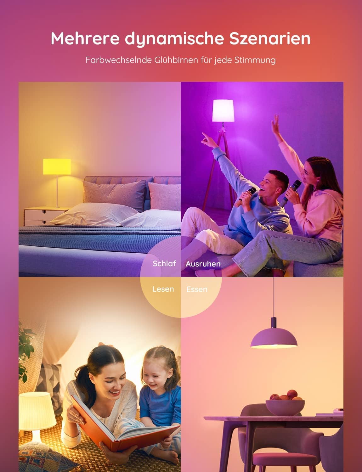 Govee Smart Bulb E27, WiFi LED Lamp RGBWW Compatible with Matter, Alexa and Google Assistant, dimmable with 16 million DIY Colors, 800LM, 54 Scenes, Smart Home Alexa Accessories, 2 pack