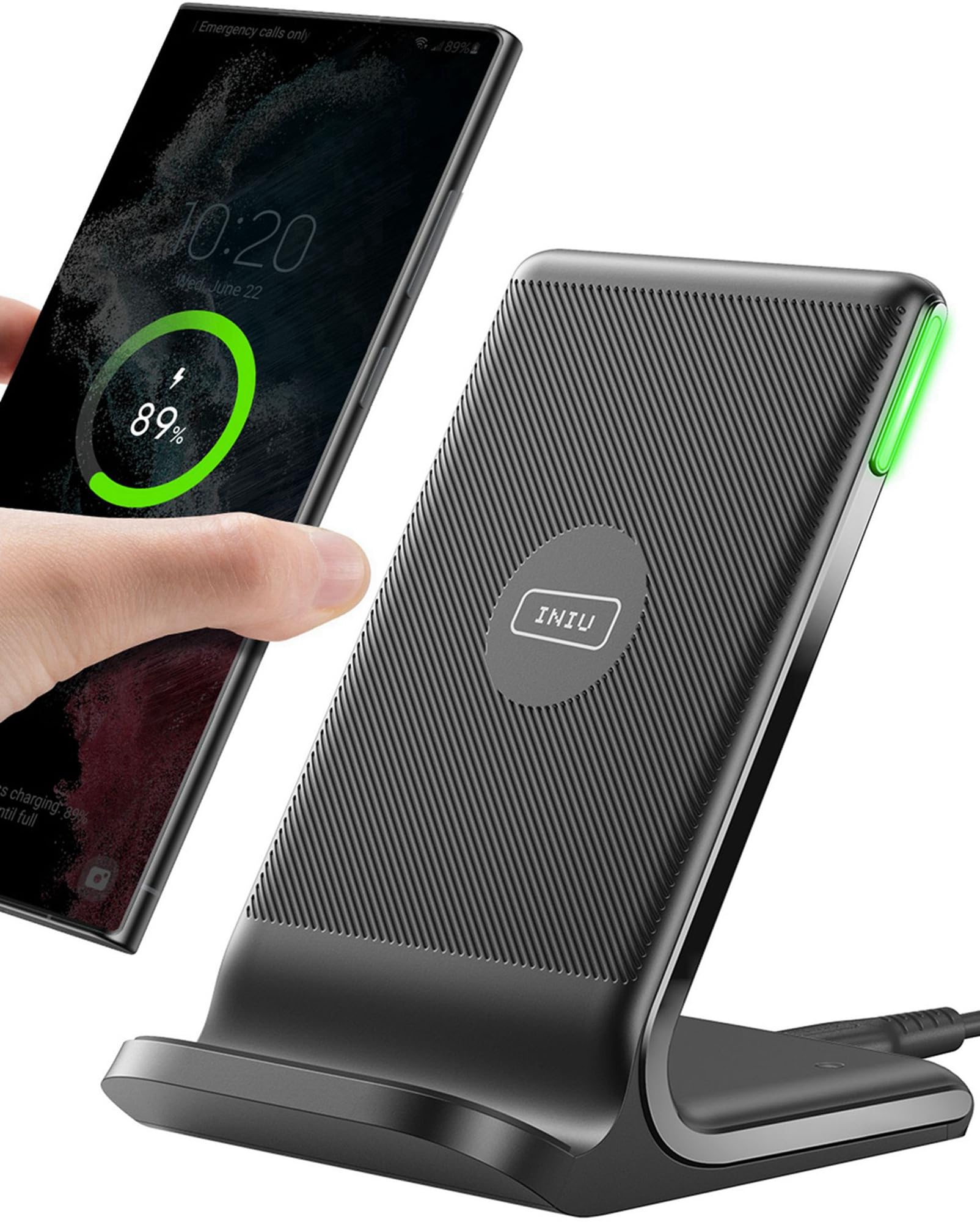 INIU 15W Qi Wireless Charger – Induktive Ladestation & Handy-Stand (USB-C, Schwarz)